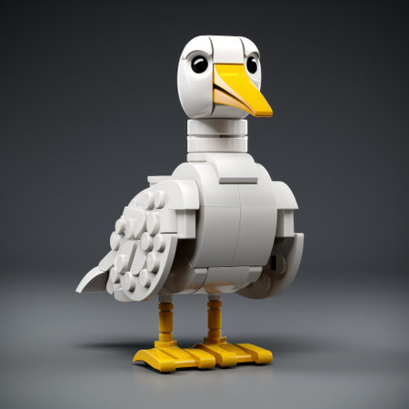 adult albatross 3d lego model with a plastic texture and glossy finish. the detailed sticker enhances the realistic appearance of this iconic seabird. ideal for bird enthusiasts and lego collectors alike. ai generatedの素材