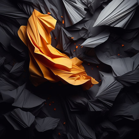 the abstract origami piece, with a cinematic feel and intricate detail, draws inspiration from unsplash and national geographic styles. the high-definition (16k) image features a white background, emphasizing the artistry. a.i. technology was employed to elevate the overall aesthetic, resulting in a captivating and visually striking composition. ai generatedの素材