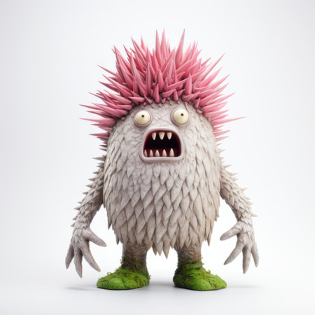 a monster figurine inspired by the styles of evgeni gordiets, clemens ascher, and didier lourenco, featuring concrete's inventive character designs. the close-up shot showcases intricate details like spiky mounds on the full-body sculpture set against a white isolated background. ai generatedの素材