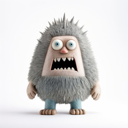 monster figurine in the style of evgeni gordiets, clemens ascher, and didier lourenco showcased on a white isolated background. the inventive character design features spiky mounds. the close-up shot captures the full body of the unique and intriguing figurine, embodying elements of concrete art. ai generatedの素材