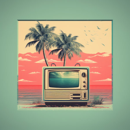 the retro poster blends modern and vintage aesthetics for a minimalistic look. featuring a simple yet stylish design, the poster captures the essence of both modern and retro elements. perfect for those seeking a timeless and chic piece of decor. ai generatedの素材