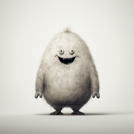 monster depicted in minimalist style, standing against a plain white background. the full body of the creature is showcased in a simple and sleek design. the isolated setting adds focus to the unique features of this minimalistic monster. ai generatedの素材
