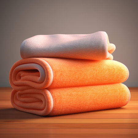 a towel rendered with octane on a white background, featuring realistic textures and lifelike details. this 3d visualization captures the essence of a luxurious towel, perfect for showcasing in design projects or product presentations. the high-quality rendering highlights the softness and quality of the towel, making it ideal for marketing materials or online listings. ai generatedの素材