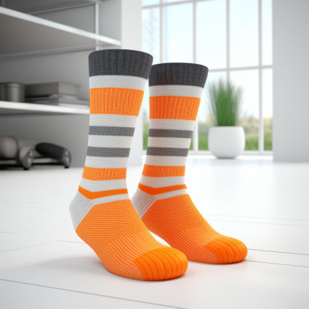 the socks rendering created using octane on a white background showcases vibrant colors and intricate details, capturing the essence of a true-to-image design. this photo highlights the realistic texture and impeccable quality of the socks, making them a standout fashion accessory. ai generatedの素材