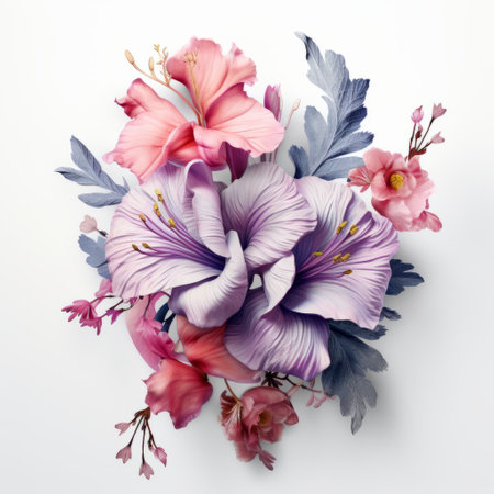 the flower rendering created using octane on a white background captures the essence of botanical beauty. the intricate details and vibrant colors are brought to life, making it a visually stunning and lifelike portrayal. this digital creation showcases the power of advanced rendering technology to produce realistic botanical imagery. ai generatedの素材