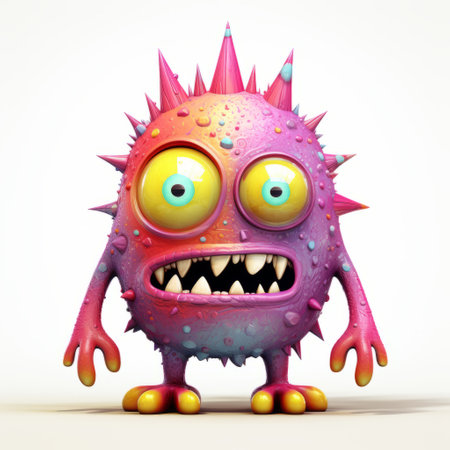 the monster in this algorithmic art image is isolated against a white background, showcasing its full body in intricate design. the digital creation is a captivating blend of colors and shapes, making it a unique and eye-catching piece of art. ai generatedの素材