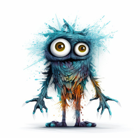 the monster in this algorithmic art is showcased in full body, set against a clean white background. its intricate design and details make it a captivating subject for digital art enthusiasts and fans of unique creations. this isolated creature brings a touch of imagination and creativity to any design project. ai generatedの素材
