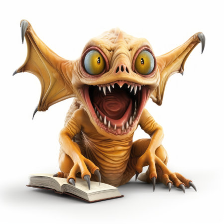 a 3d comic book creature stands out against a white background. the creature's full body is vividly depicted with intricate details and colors, making it a striking focal point in the image. ai generatedの素材