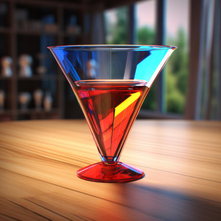 the high-quality glass cup 3d model showcases exceptional craftsmanship, designed with a sleek funnel shape. it features ar support for an interactive viewing experience, perfectly suited for a 19:6 aspect ratio. ideal for virtual product displays and engaging presentations. ai generatedの素材