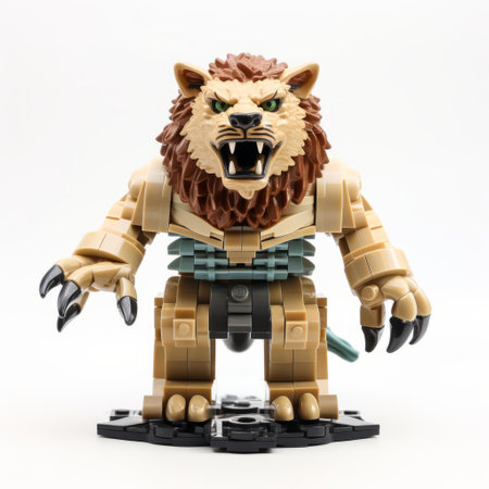 a lego legendary creature, full body, set against a white background. this intricate and colorful figure captures attention with its unique design and details. ideal for fans of mythical creatures and lego enthusiasts alike, this isolated toy showcases creativity and imagination in a playful form. ai generatedの素材
