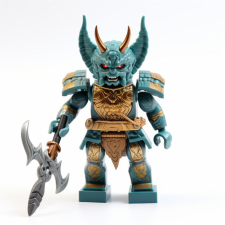 lego legendary creature isolated on a white background, depicting the full body; a mythical and colorful character, perfect for creative play and imaginative storytelling. this unique lego figure is intricately designed and adds an element of fantasy to any playtime setting. ai generatedの素材