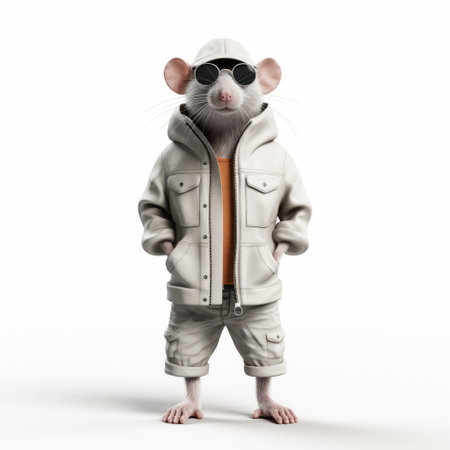 3d rat model showcasing high-quality fashion inspired by english ipa, captured in full body on a clean white background. this detailed and lifelike rendering seamlessly combines the elements of a stylish design with a refreshing beverage theme, adding an artistic touch to the presentation. ai generatedの素材