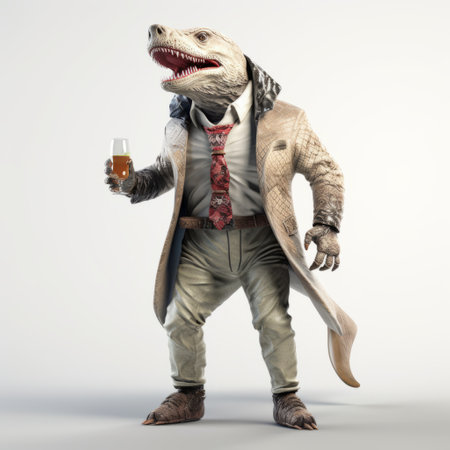 a 3d shark model on a white background, showcasing high-quality fashion and a czech pilsner. the detailed full-body design of the shark adds a touch of realism to the image, making it a visually striking composition that blends elements of style and creativity seamlessly. ai generatedの素材