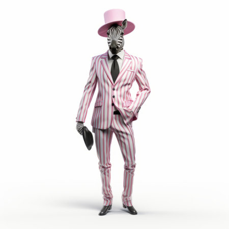 this 3d zebra model showcases high-quality fashion on a full body scale. the zebra is featured against a clean white background, highlighting its intricate details and striking appearance. perfect for fashion enthusiasts and artistic designers looking for inspiration. ai generatedの素材
