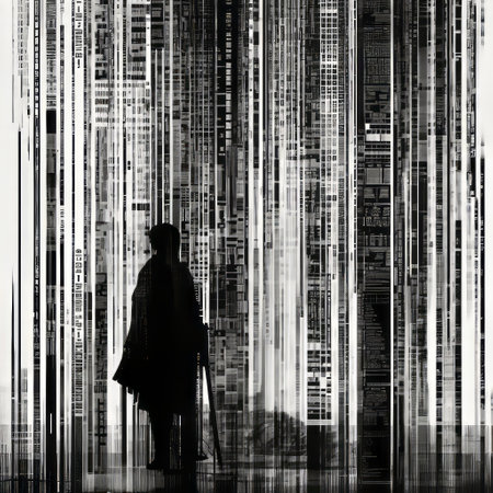 tartan barcode design with vertical lines in black and white ink on paper. this unique fusion blends traditional tartan patterns with modern barcode elements, creating an eye-catching contrast. perfect for a contemporary twist on classic scottish style. ai generatedの素材