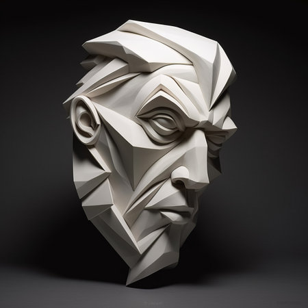 curvilinear trigintagon showing a face-like pattern, geometry design, artistic representation, abstract polygonal shape, unique artwork, creative mathematical concept, symmetrical composition, visual illusion, optical illusion effect. ai generatedの素材