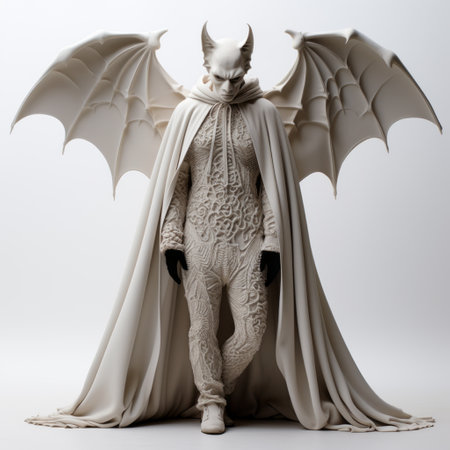 a 3d bat model showcasing high-quality fashion on a white background. the bat is depicted in a dynamic pose, highlighting its full body features. this goth-inspired image captures the essence of unique style and design, perfect for fashion enthusiasts and digital art lovers alike. ai generatedの素材