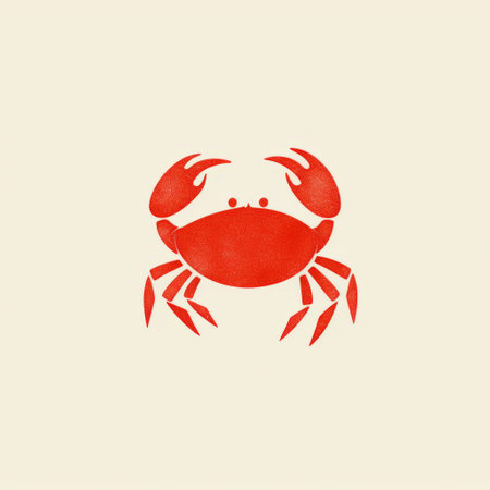 lobster illustration by danish artist jonas sen, featuring oriental minimalism style with light beige and red colors. the cross-processed intaglio technique adds nautical charm to the simple gouache design. keywords: lobster illustration, danish artist, jonas sen, oriental minimalism, light beige, red, cross-processing, intaglio, nautical charm, simple designs, gouache. ai generatedの素材