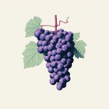 artful grape collection: a stunning purple grape illustration inspired by the style of james bullough and henri fantin-latour. captured using a canonet ql17 giii camera and enhanced with retro filters, this artwork beautifully combines elements of 1970s aesthetics and storybook illustrations. reminiscent of the works of lucas cranach the elder, this piece is a true visual delight. ai generatedの素材