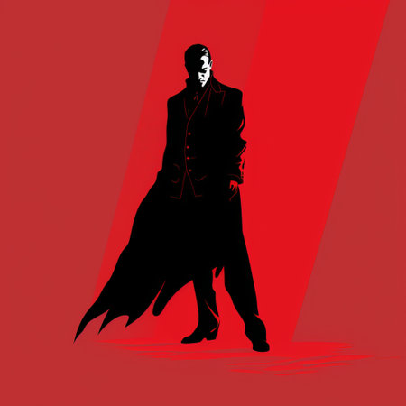 the official wallpaper of the batman tv show, created by the wallpaper monster, features a gothic illustration in the style of michael carson. the dark bronze and red color scheme adds a dramatic touch to the full-body depiction of batman. the trace monotone technique, reminiscent of raoul dufy's work, is skillfully executed by jarosaw janikowski. ai generatedの素材