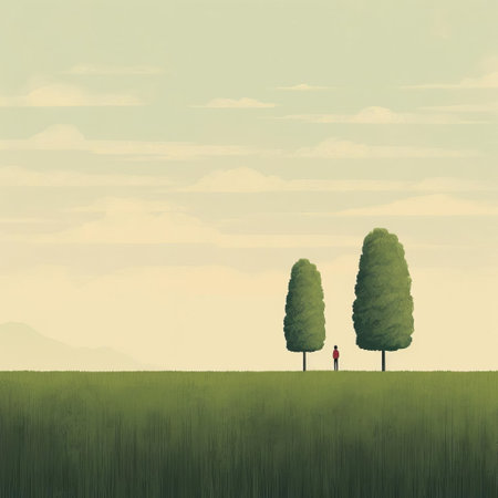 a stunning hd art of trees at dusk animation by jonathan larsson, inspired by the figurative simplicity of alessandro gottardo's style. this digitally enhanced artwork features a colored cartoon style, showcasing a pastoral landscape with simplistic vector art elements. a captivating creation reminiscent of the works of john wilhelm. ai generatedの素材