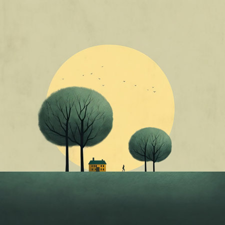 illustration by nicho shiro featuring a digitally enhanced tree silhouette, reminiscent of charming and idyllic rural scenes. the artwork showcases the tranquil beauty of trees, with textured shading and a style inspired by artists such as emiliano ponzi, jan mankes, and iwona lifschitz. ai generatedの素材