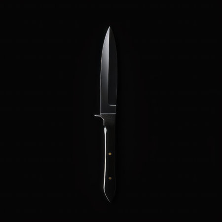 a knife stands out in this minimalist composition, set against a dark background. the monumental scale and minimalist style evoke influences from dansaekhwa, scoutcore, and minimalistic japanese aesthetics. the use of light black creates a striking contrast, reminiscent of ssaku hanga prints. ai generatedの素材