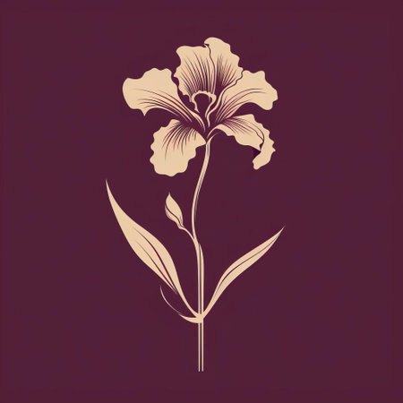 the flower of the plant, depicted in a minimalist style by the illustrator hyacinthe rigaud, stands out against a dark background. the light maroon and light beige colors add a touch of elegance to the artwork. inspired by ancient chinese art, the line drawings showcase tropical symbolism and classical romanticism. ai generatedの素材