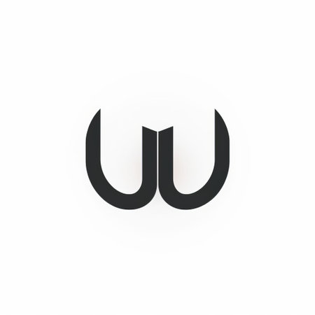 a black logo featuring a white "u" designed in the style of wiesaw wakuski. this logo embodies conceptual simplicity with muted and subtle tones, reminiscent of the works of walter ernest webster. the rounded shape and wide lens add to its simple and elegant style. ai generatedの素材