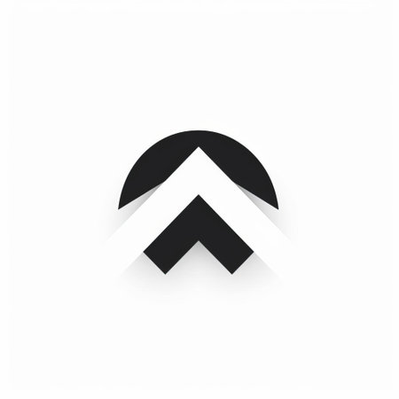 a minimalist and clean cliff icon is depicted in a simple round arrow. the design follows the style of minimal abstraction, featuring precisionist lines and shapes. the icon showcases multi-layered figures and sharp perspective angles, with a color scheme of light white and dark black. the innovative page design adds to the overall aesthetic, while the aerial view perspective provides a unique visual experience. aiの素材