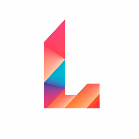a colorful rainbow triangle featuring the letters "l" and "o" is showcased in this contemporary graphic design. the design incorporates light orange and magenta shades, with precisionist lines and shapes. the distinctive character design stands out against the white background, while the faceted shapes add a touch of uniqueness. this digital artwork combines elements of both manual and digital techniques. ai generatedの素材