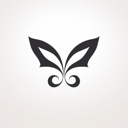the butterfly symbol is depicted on a light background, showcasing graceful curves and bold forms. this minimalist graphic design incorporates elements of victorian gothic and personal iconography, with energetic gestures and intricate leaf patterns. ai generatedの素材