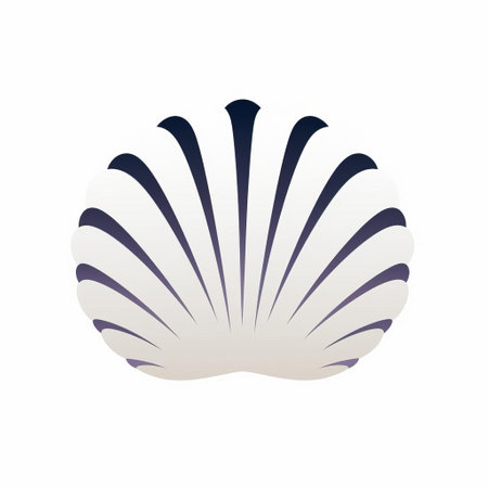 a shell icon with a light white and dark navy background, showcasing traditional japanese artistic techniques. the design features a soft-edged, streamlined tondo shape, with hints of light purple and light navy. this seapunk-inspired image combines modern aesthetics with a touch of elegance. ai generatedの素材