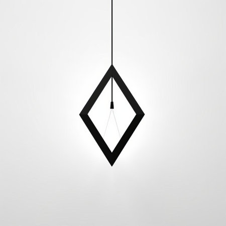 this photograph showcases a lamp with a unique rhombus-shaped design, featuring clean lines and a minimalist aesthetic. the lamp is captured on a crisp white background, allowing it to stand out and showcase its modern style. ideal for modern home decor or office spaces seeking a sleek and sophisticated look. ai generatedの素材