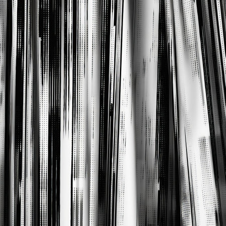 "black and white barcode patterned foulard, featuring vertical lines on a white background. this stylish accessory is adorned with intricate straight lines, creating a modern and chic look. perfect for adding a touch of sophistication to any outfit. made from high-quality paper with black and white ink for a bold, graphic look.", ai generatedの素材
