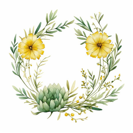 discover a stunning mannerism-inspired watercolor line art image, featuring a minimalist, soft green marigold wreath against a clean white backdrop. perfect for art and nature lovers, this delicate and elegant design showcases the beauty of marigold flowers in a modern and sophisticated way. ideal for decorating any space, this artwork is a must-have for those who appreciate the fusion of art and nature. ai generatedの素材