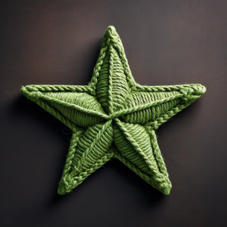 "little star - a flat, five-pointed hemp accessory; discover the eco-friendly, green hemp star, perfect for adding a natural touch to any space or decor. this flat, five-pointed star, named little star, stands out with its unique design and sustainable material. perfect for nature lovers, this little star hemp accessory makes a great addition to any collection.", ai generatedの素材