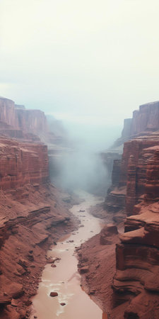 "canal view: mesa surroundings and smoke-filled landscape"
experience awe-inspiring views of the canal, framed by the rugged beauty of the mesa landscape. a high-definition, wide shot captures the serene waterway, as it winds through a breathtaking backdrop of towering rock formations and lush greenery. the serene scene is dramatically contrasted by a smoky haze, adding an intriguing layer of mystery and allure. immerse yourself in thisの素材