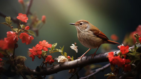 "discover the exquisite nightingale in this photo-realistic image, capturing their stunning details and captivating allure. admire their striking plumage, delicate beak, and vibrant eyes. a true work of art, this nightingale image highlights their renowned beauty and elegance."

keywords: photo-realistic image, nightingale, plumage, delicate beak, vibrant eyes, beauty, elegance, artwork, admire, details, allure, renowned. ai generatedの素材