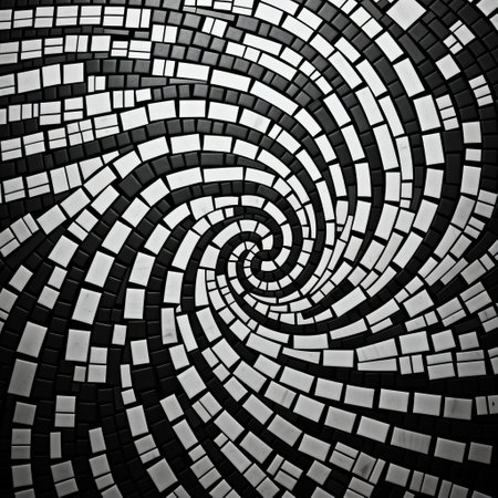 "minimalist mosaic design: unique black and white geometric patterns. experience the harmony of pure black and white in this exquisite minimalist mosaic design. intricate geometric patterns create a visually striking display of simplicity and elegance.", ai generatedの素材