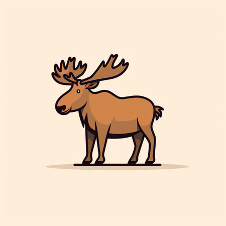 a cartoon-style moose design featuring minimal retouching and a light brown and bronze color palette. this yankeecore-inspired artwork showcases clean and simple designs with bold colors, strong lines, and distinctive characters. ai generatedの素材