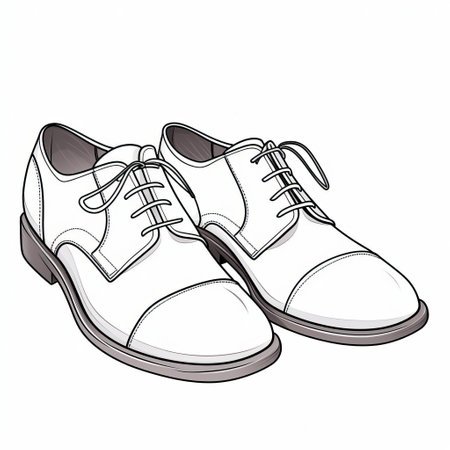 a stock vector (32448) featuring shoes in a graphic illustration style. the shoes are depicted in light white and white, as well as light gray and white. the image has been digitally enhanced, giving it a post-war, comic art vibe with clean-lined details. ai generatedの素材