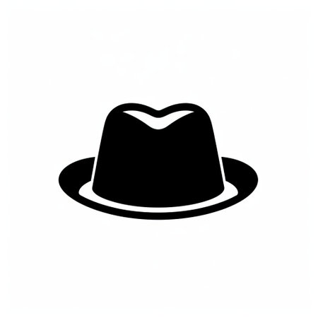 a man wearing a hat is depicted in this vector icon. the logo symbolizes a tv show or tv guide, with a pattern inspired by the styles of richard meier, nc wyeth, and alessandro gottardo. the design also incorporates elements of film noir aesthetic, minimalist simplicity, and post-minimalist art. this image can be found on flickr. ai generatedの素材