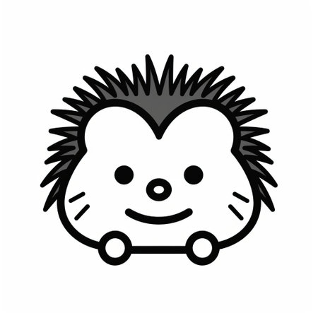 a simple black line icon of a porcupine on a white background. this icon is 100% vector and features a clean design with evenly spaced shapes. it is a name design and does not have any excess vector dots. ai generatedの素材