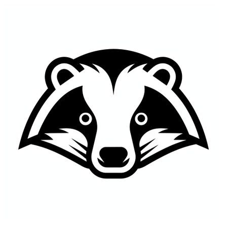 a simple black line icon of a badger on a white background. this icon is 100% vector and has a clean design with evenly spaced shapes. it does not have any excess vector dots. ai generatedの素材