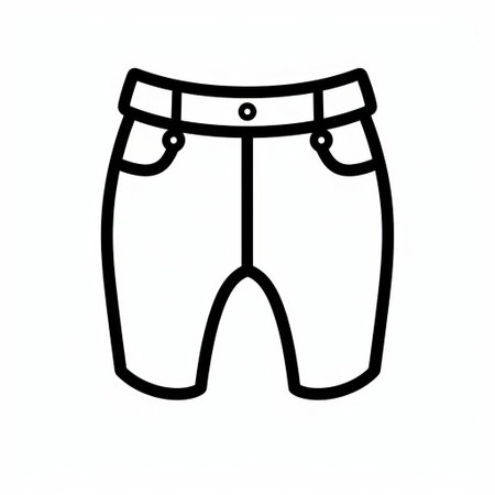 a black and white flat icon of male shorts, resembling animated gifs. the design has a child-like drawing style, reminiscent of the 1970s to present. this creative commons attribution image represents the fields of engineering, construction, and design. it also incorporates elements of bunnycore and traditional craftsmanship. ai generatedの素材