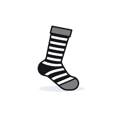 striped sock and hose on a white background, featuring simplistic characters in a minimalist illustrator style. the black background enhances the cartoonish elements, while the high resolution showcases the playful shapes. ai generatedの素材