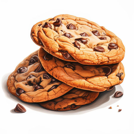 two cookies are depicted in this photo, showcasing a multilayered realism style. the artist, joe jusko, has used detailed brushstrokes to create highly realistic and detailed illustrations. the cookies are rendered with precision, capturing their texture and appearance. the use of flat colors and post-processing techniques further enhances the overall visual impact of the image. ai generatedの素材
