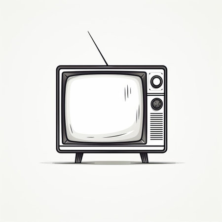 vintage television, a hand-drawn vector in the style of clean minimalist lines, showcases energy-filled illustrations reminiscent of liam gillick. the dark white and gray color palette adds depth to the lively illustrations, creating simple yet captivating forms. this associated press photo captures the essence of retro charm and artistic expression. ai generatedの素材
