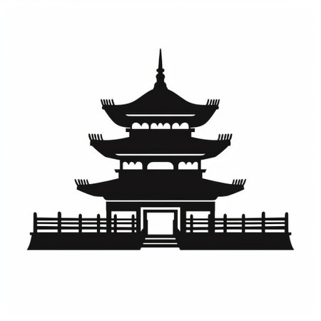 chinese pagoda silhouette vector - a stunning illustration capturing the essence of a chinese pagoda in a clean and simple design. this vector art, inspired by the western zhou dynasty, showcases the elegance of calligraphy and the aesthetics of the farm security administration. created using kodak professional tri-x 320 film, this open form design is available for just 1 credit, priced at usd 1. aiの素材